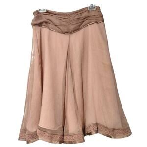 Nougat London Crepe A-Line Skirt Knee Length Lace Trim Blush Pink Womens Size 1